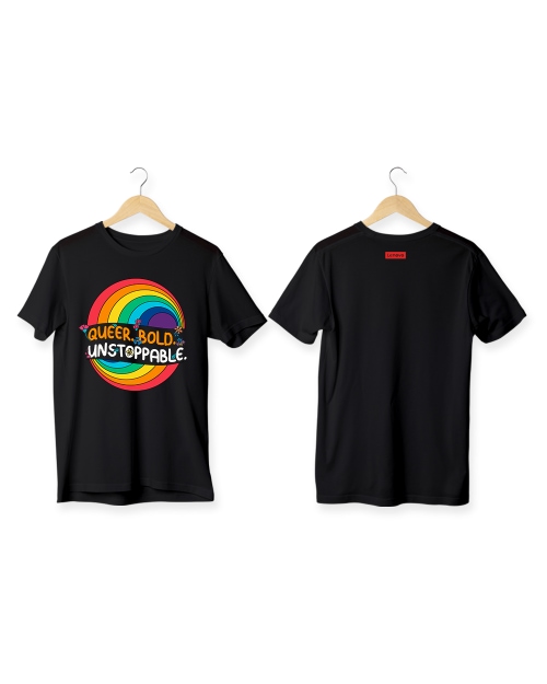 Queer Bold Pima Round Neck T-Shirt- Black